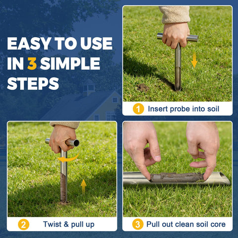 AUZEKER T-handle grip soil probe enables comfortable leverage during sampling
