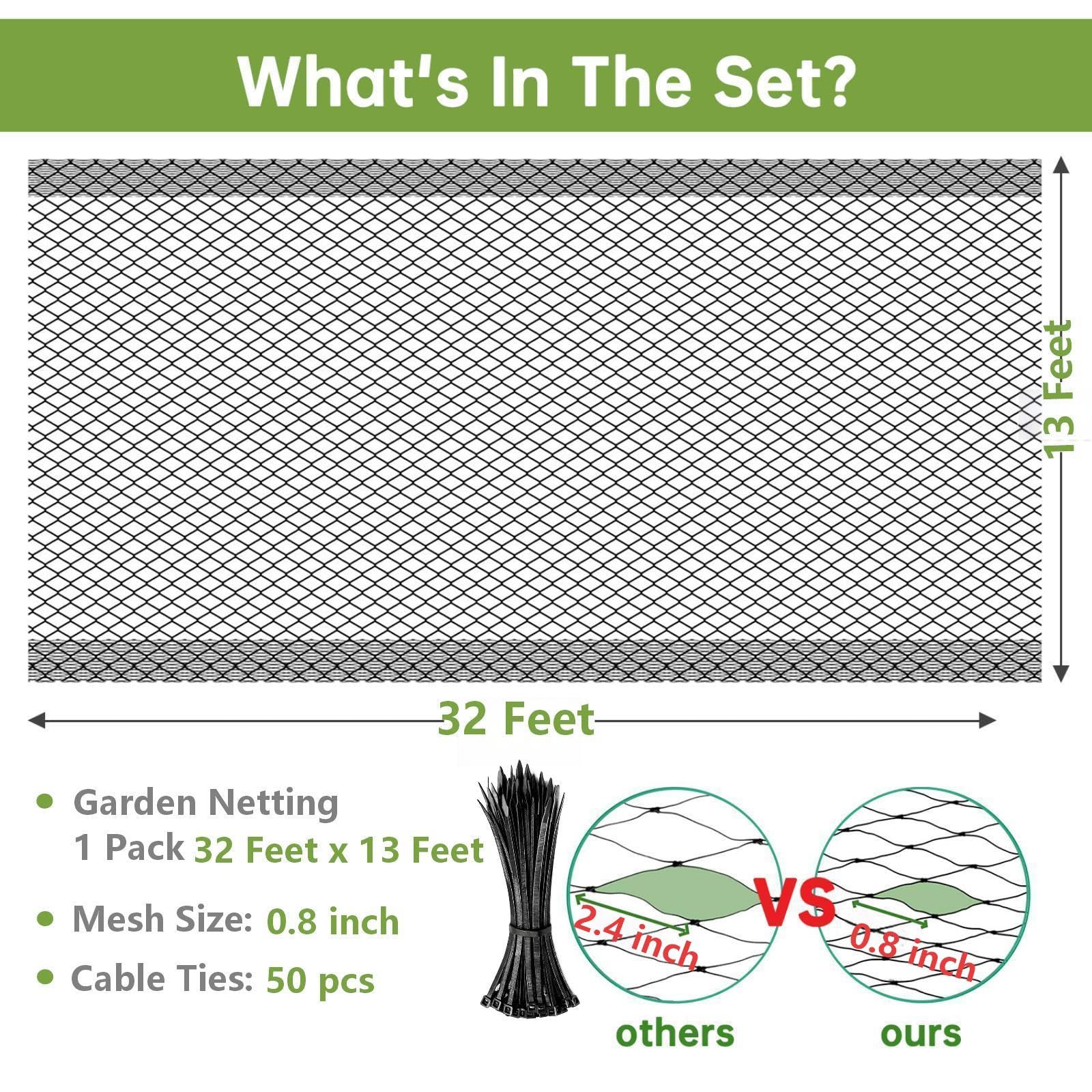 Avagiaforu 13x32ft garden netting providing broad coverage for beds and trees