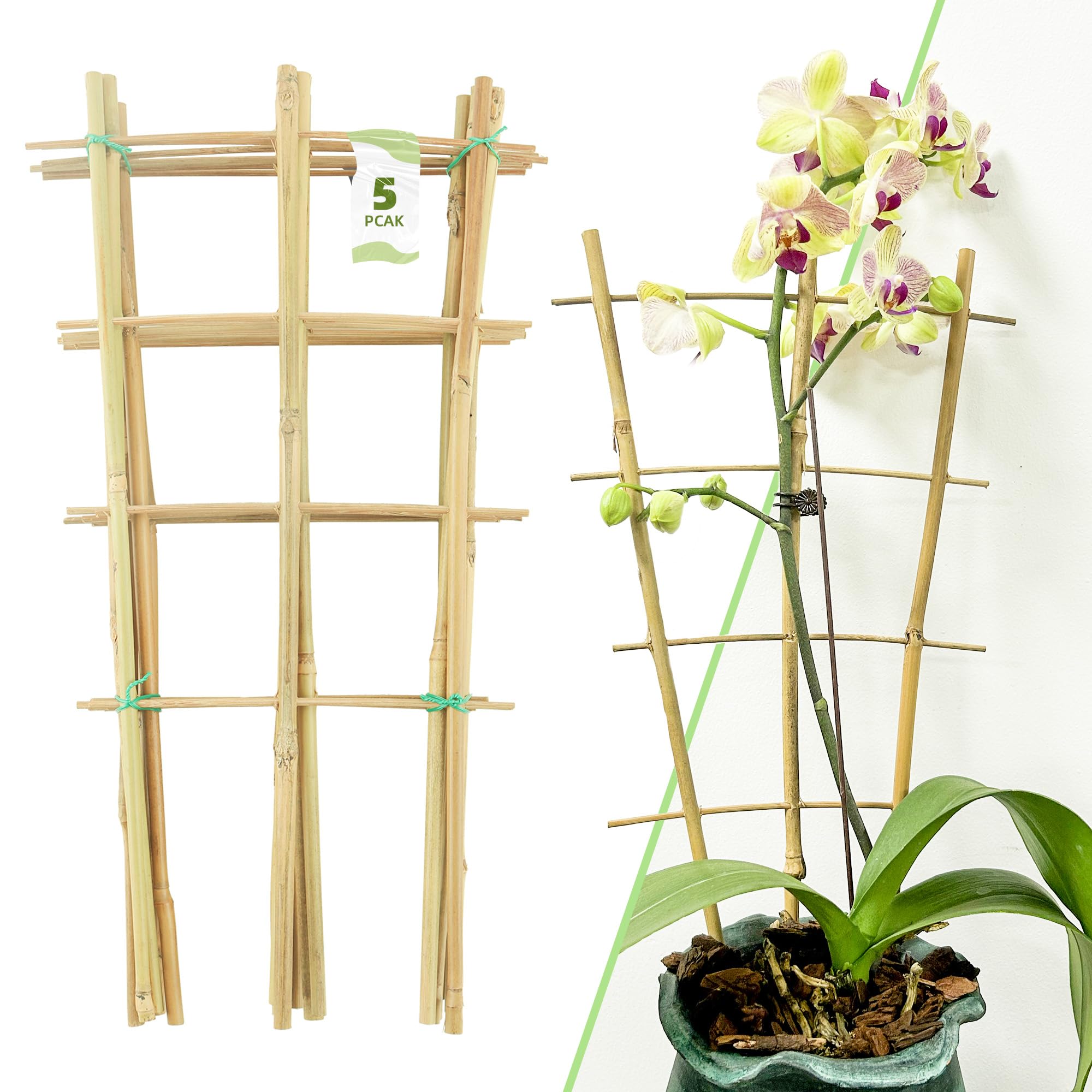 Avalution 16inch bamboo trellis in fan shape supports indoor climbing plants