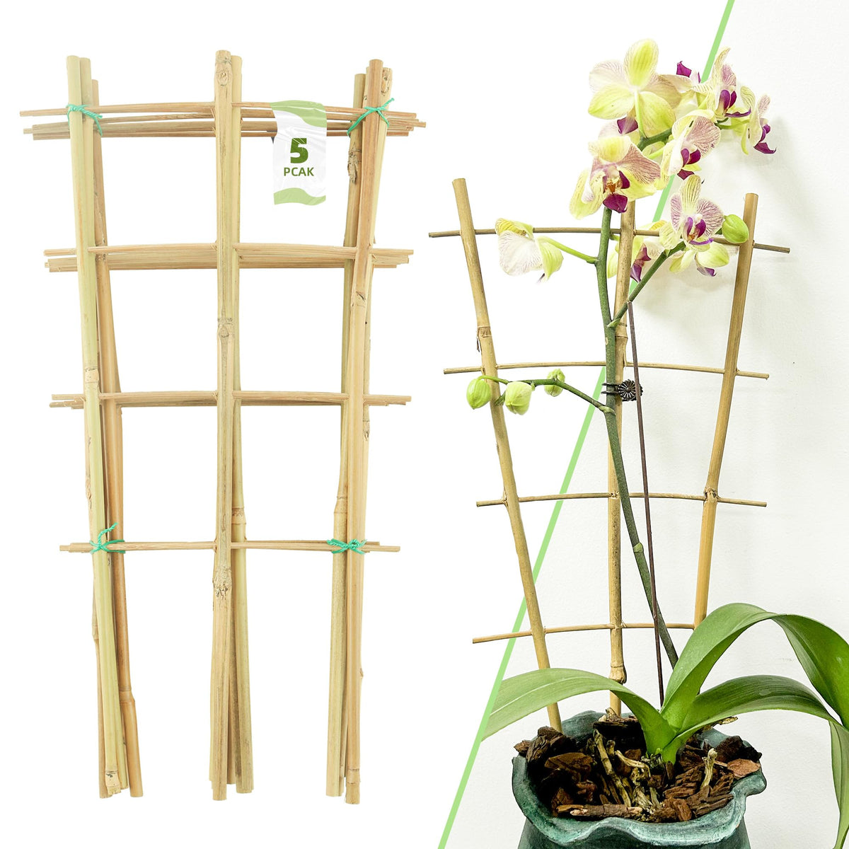 Avalution 16inch bamboo trellis in fan shape supports indoor climbing plants