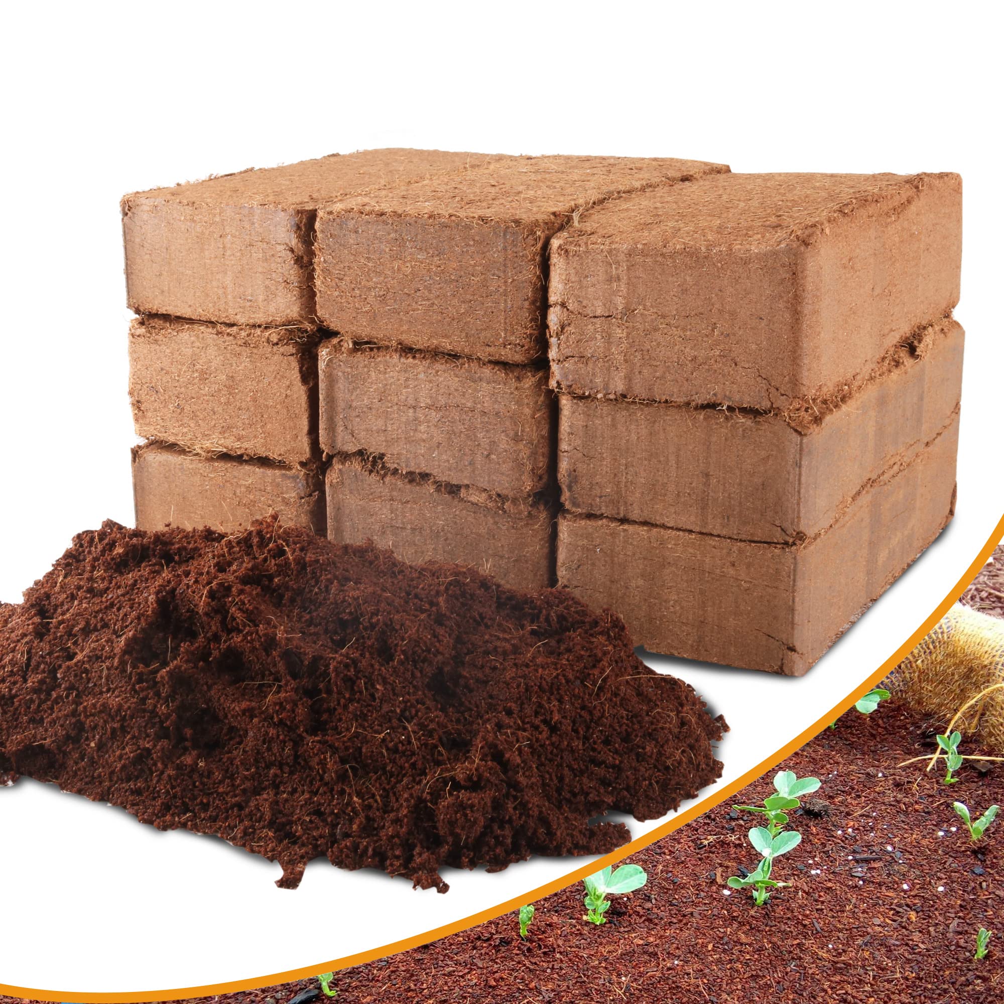 Avalution 9-pack coco coir bricks ready for seed starting and soil substitution.