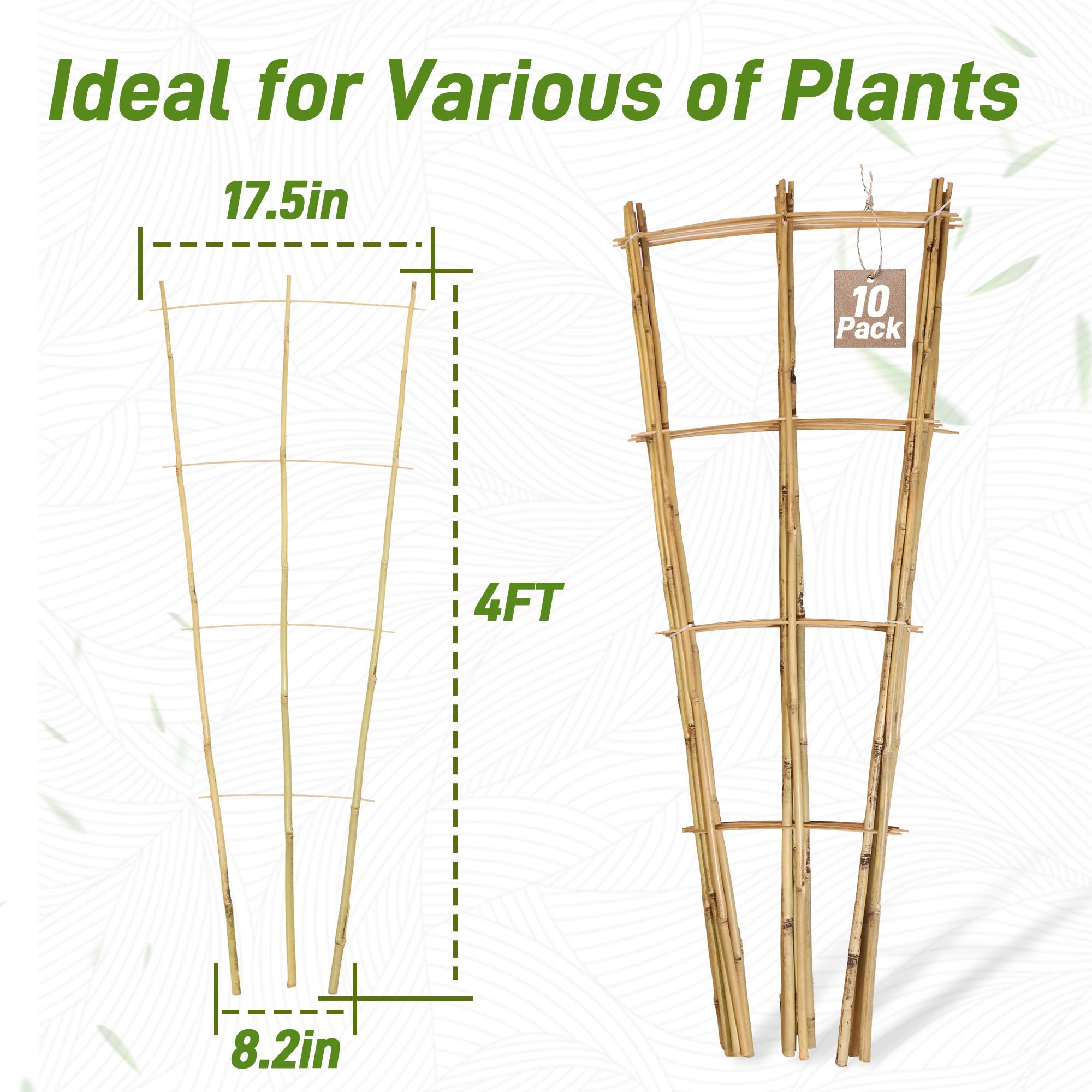 Avalution 10-pack bamboo trellises ideal for multiple vertical plant setups