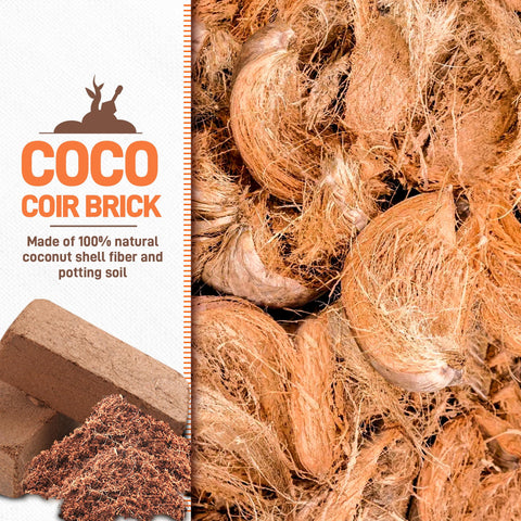 Avalution coco coir bricks expanded to 54 QT for generous growing medium.