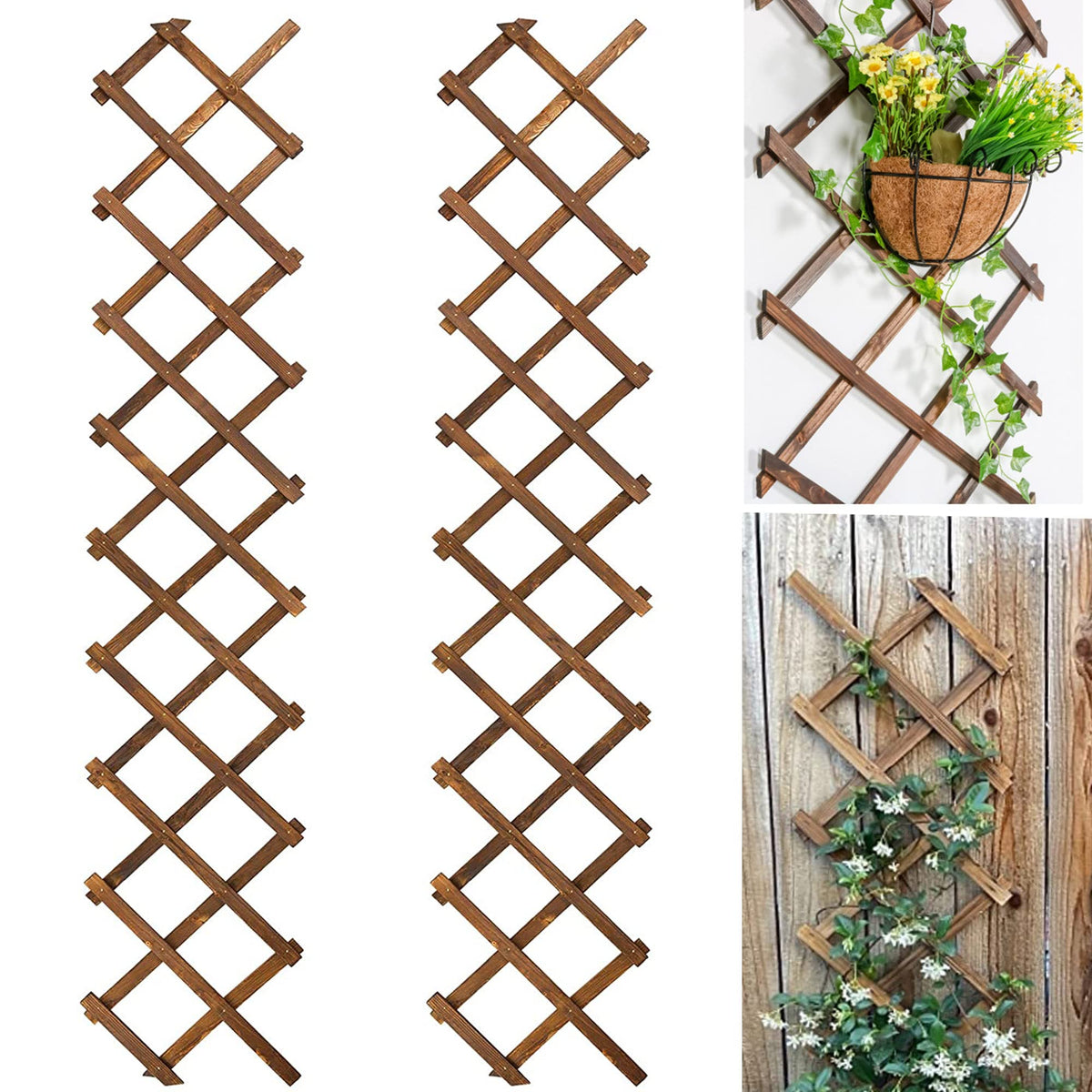 Avalution extensible garden lattice frame panel with natural wood texture for cucumber support.
