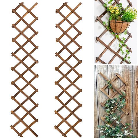 Avalution extensible garden lattice frame panel with natural wood texture for cucumber support.