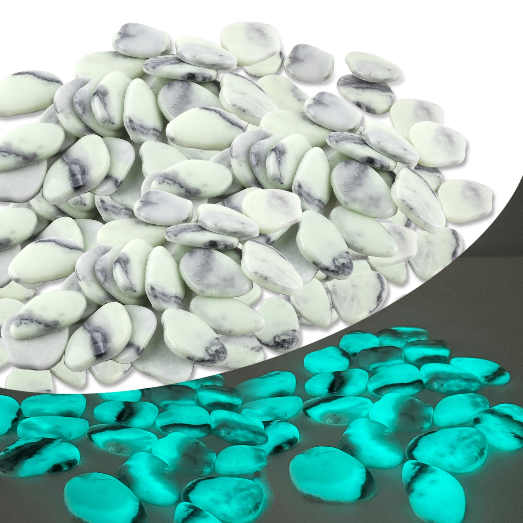 Avalution glow pebbles highlight blue-green path edges with night glow
