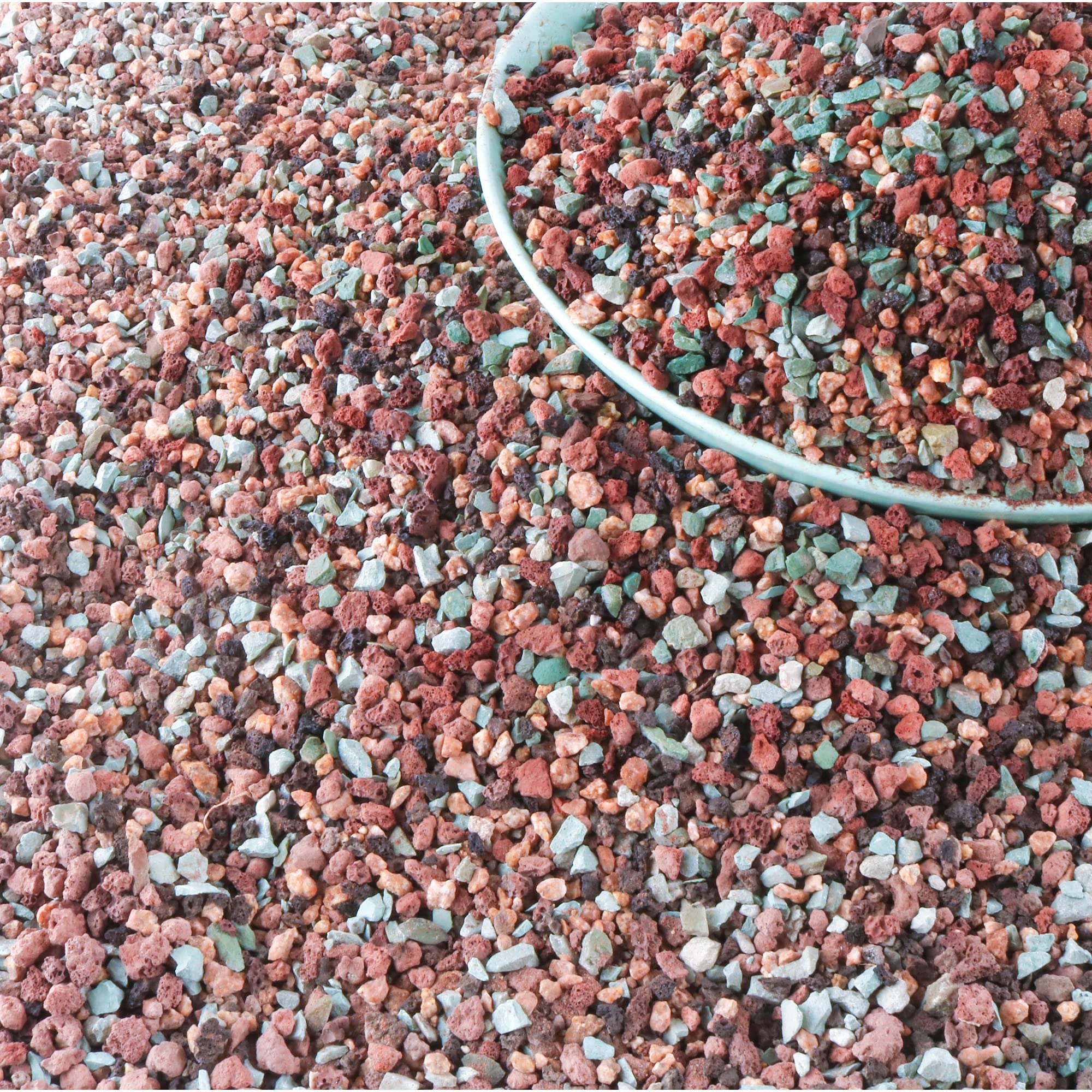 Avalution lava rock 18lb bag close-up highlights porous pebbles for drainage.