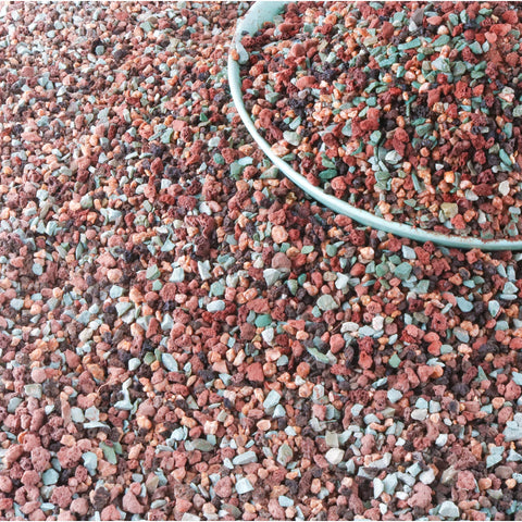 Avalution lava rock 18lb bag close-up highlights porous pebbles for drainage.