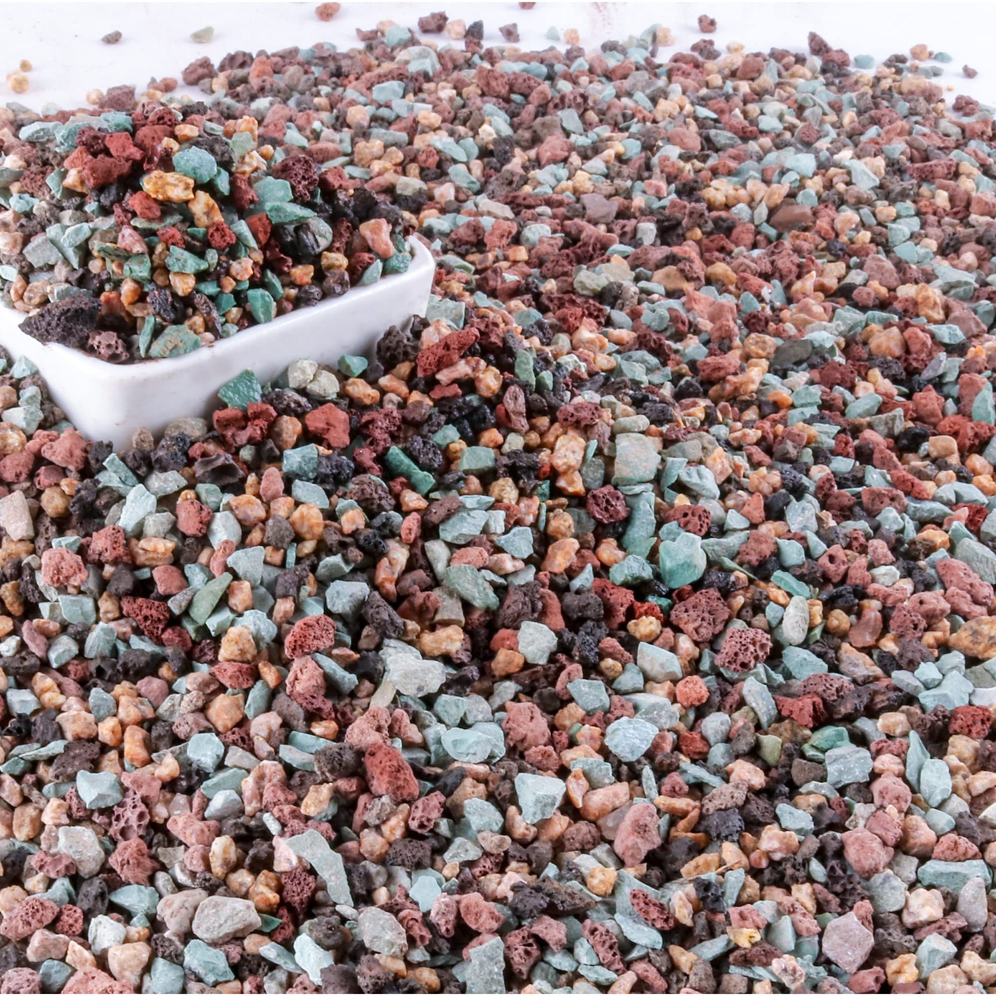 Avalution lava rock pebbles closeup highlighting enhanced drainage for succulents.