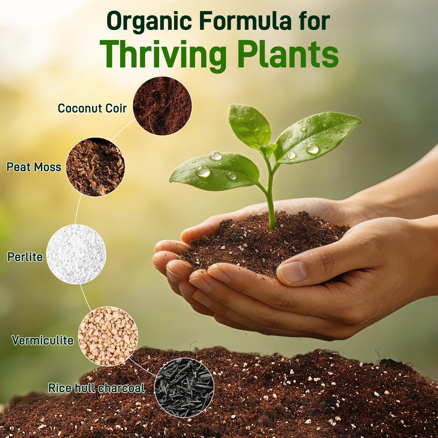 Avalution potting soil mix with perlite for drainage improves air circulation around roots.