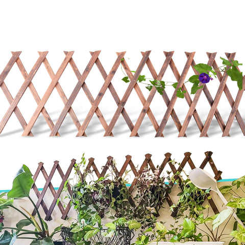 Avalution wooden lattice panel outside, assembled for decorative plant support and space definition.