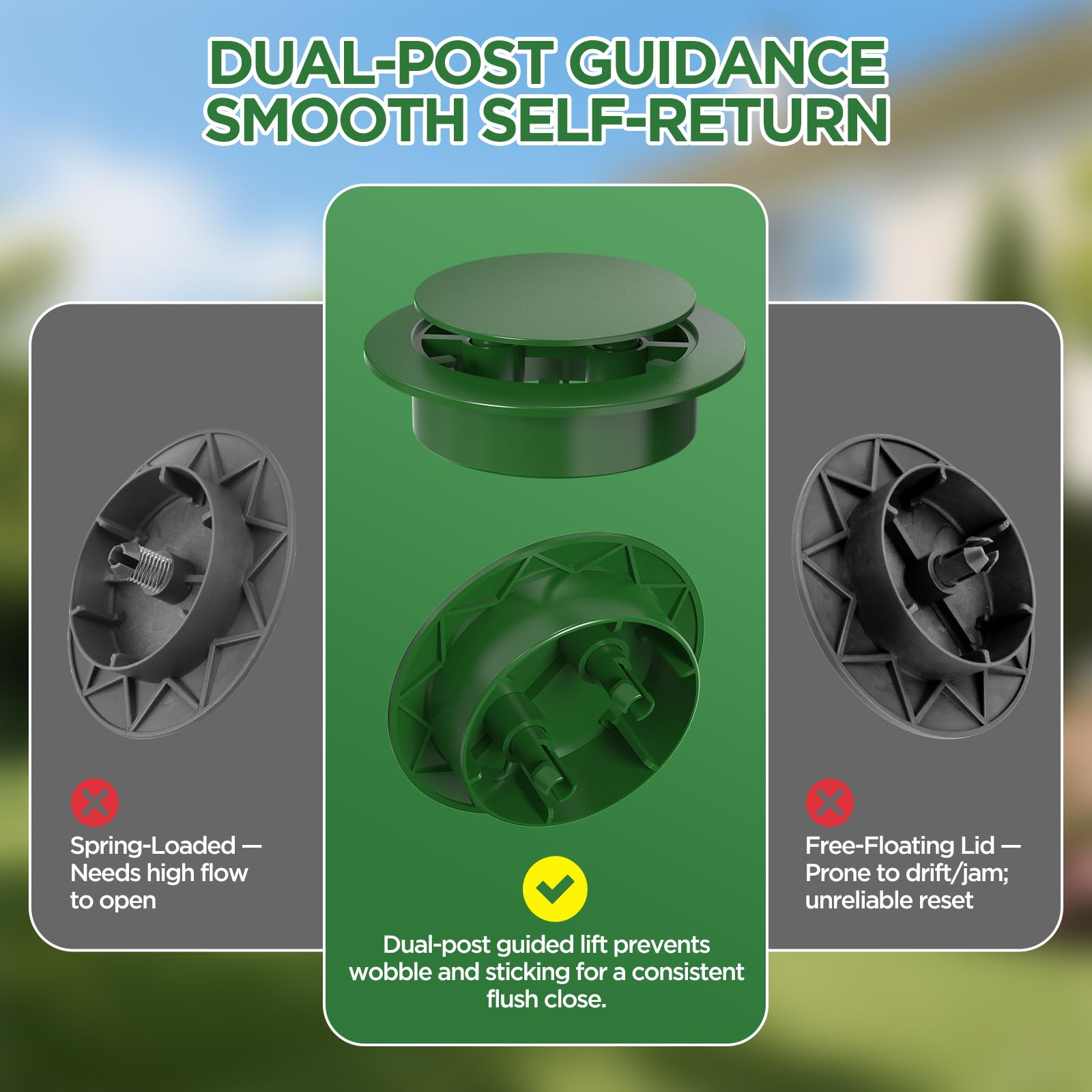 Avanhitch low-profile top sits flush for lawn safety