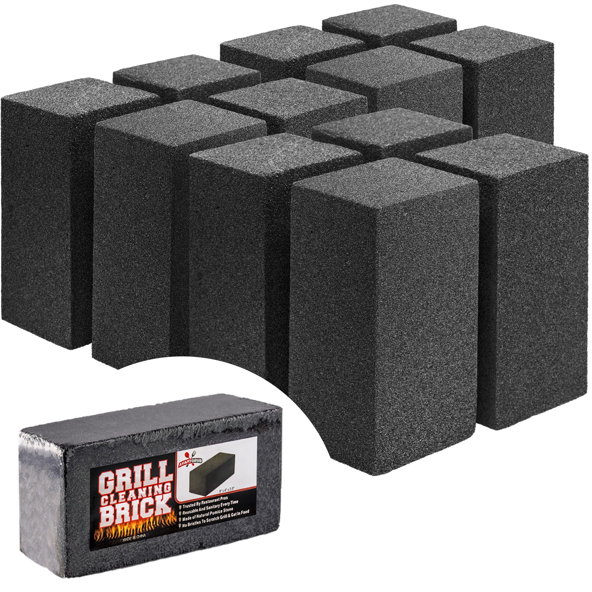 Avant Grub commercial grill brick 12-pack for quick, chemical-free cleaning