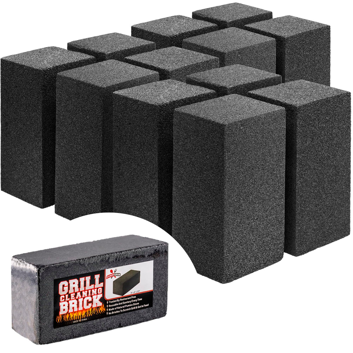 Avant Grub commercial grill brick 12-pack for quick, chemical-free cleaning