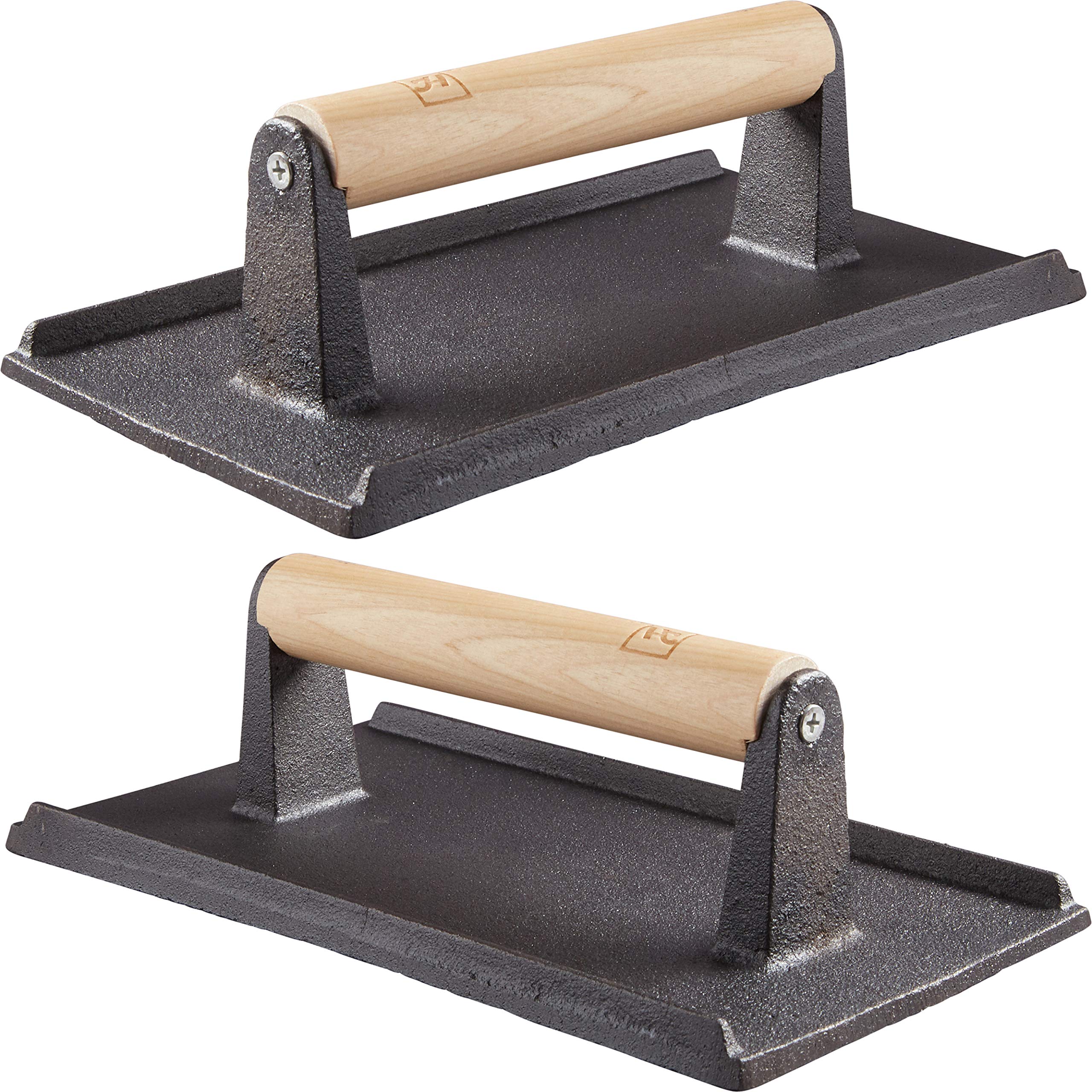 Avant Grub Pro Grade cast-iron grill press on grill for even sear