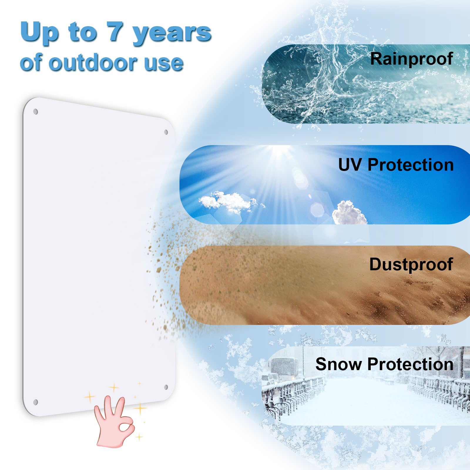 2-pack white signs suitable for indoor or outdoor commercial or home use.