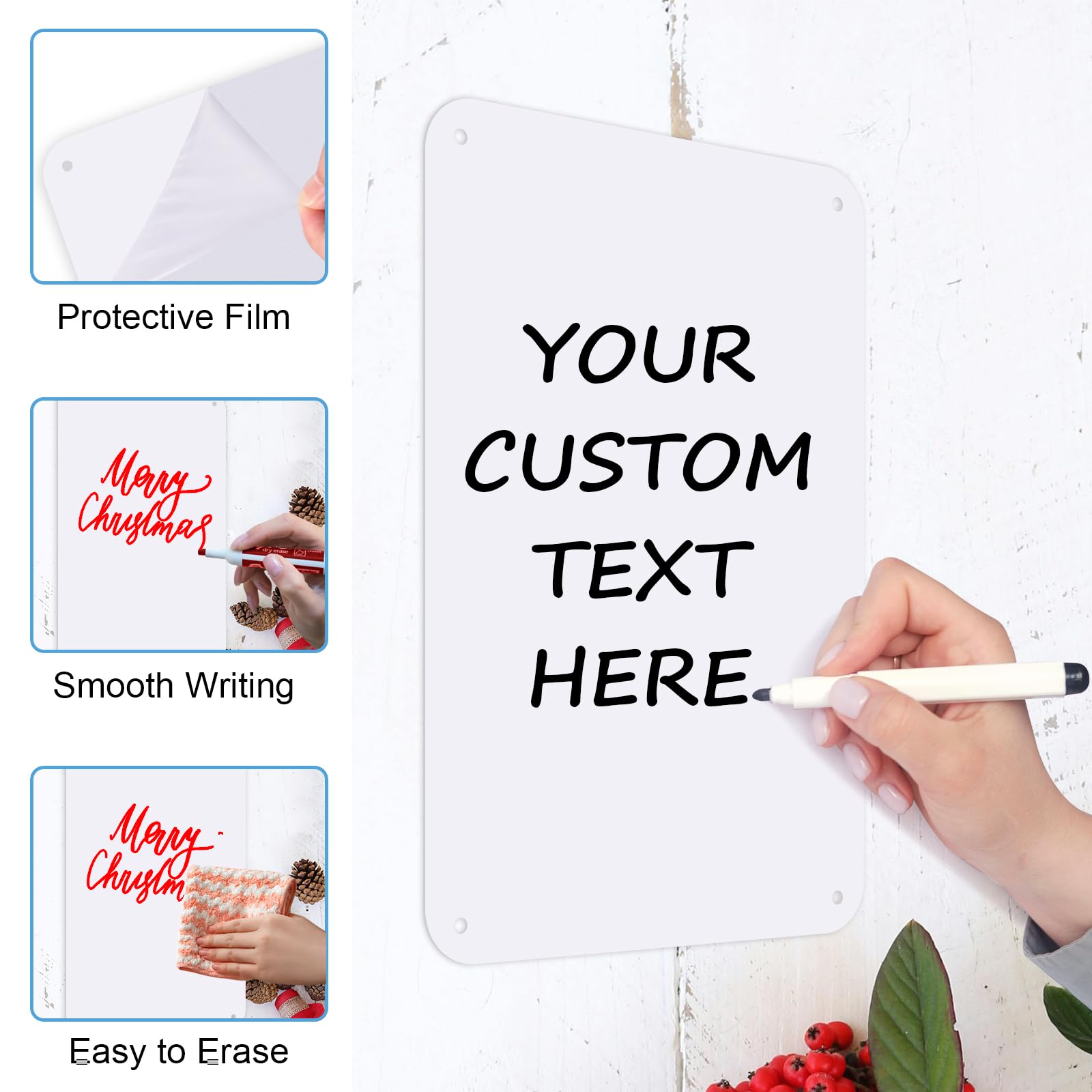 Easy-mount blank metal sign with four pre-drilled holes for versatile installation.