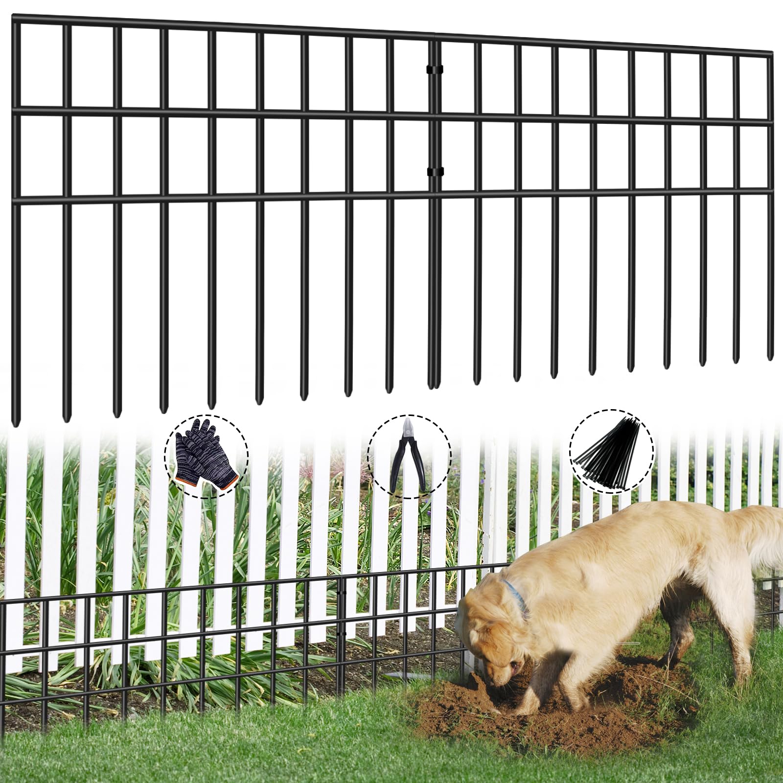 AVELOTUUG 10-panel fence set shown as durable no-dig barrier for outdoors.