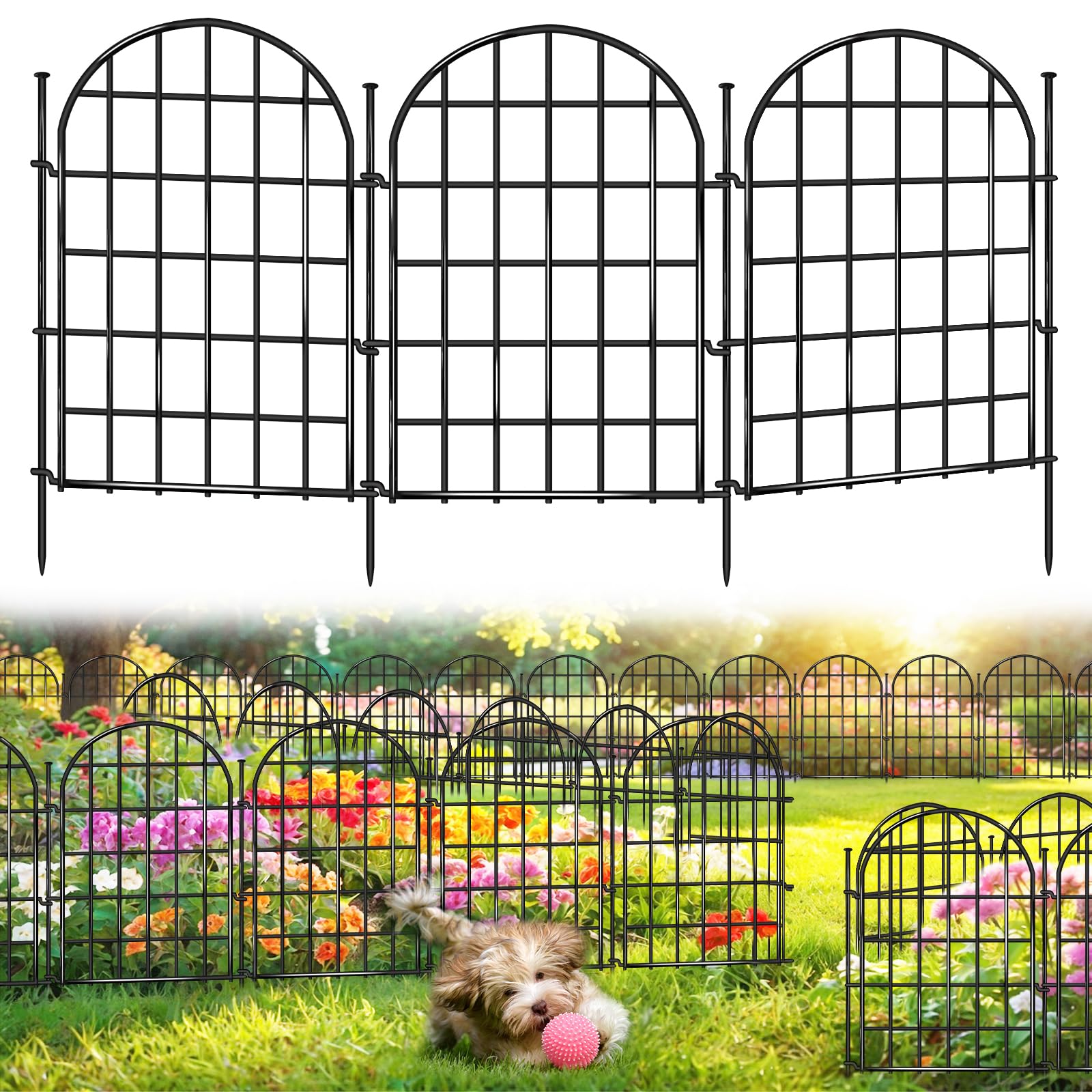 AVELOTUUG 32.5 ft arched fence panels create a tidy garden boundary and animal protection.