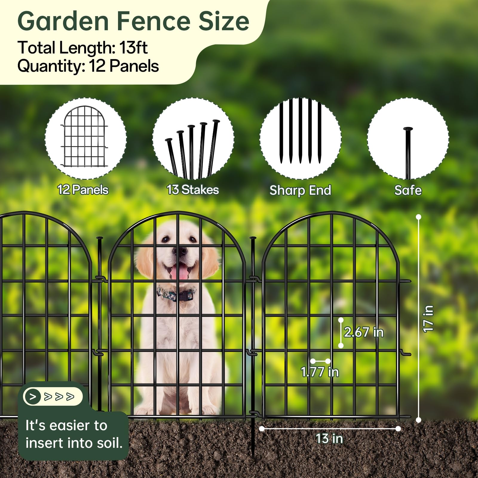 AVELOTUUG arch no dig fence with stakes for fast, tool-free installation.