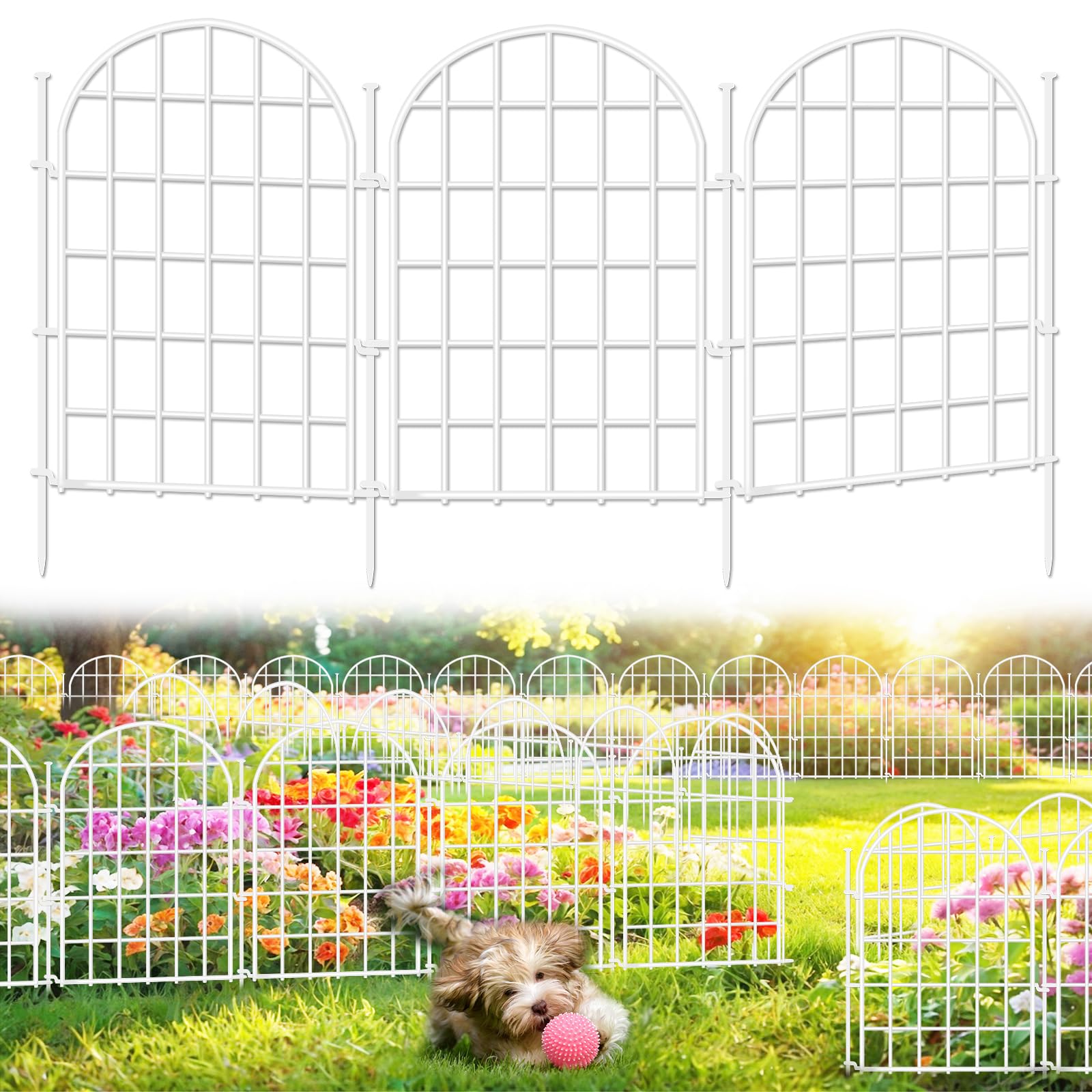 AVELOTUUG arched fence panel white enhances garden borders and animal protection.
