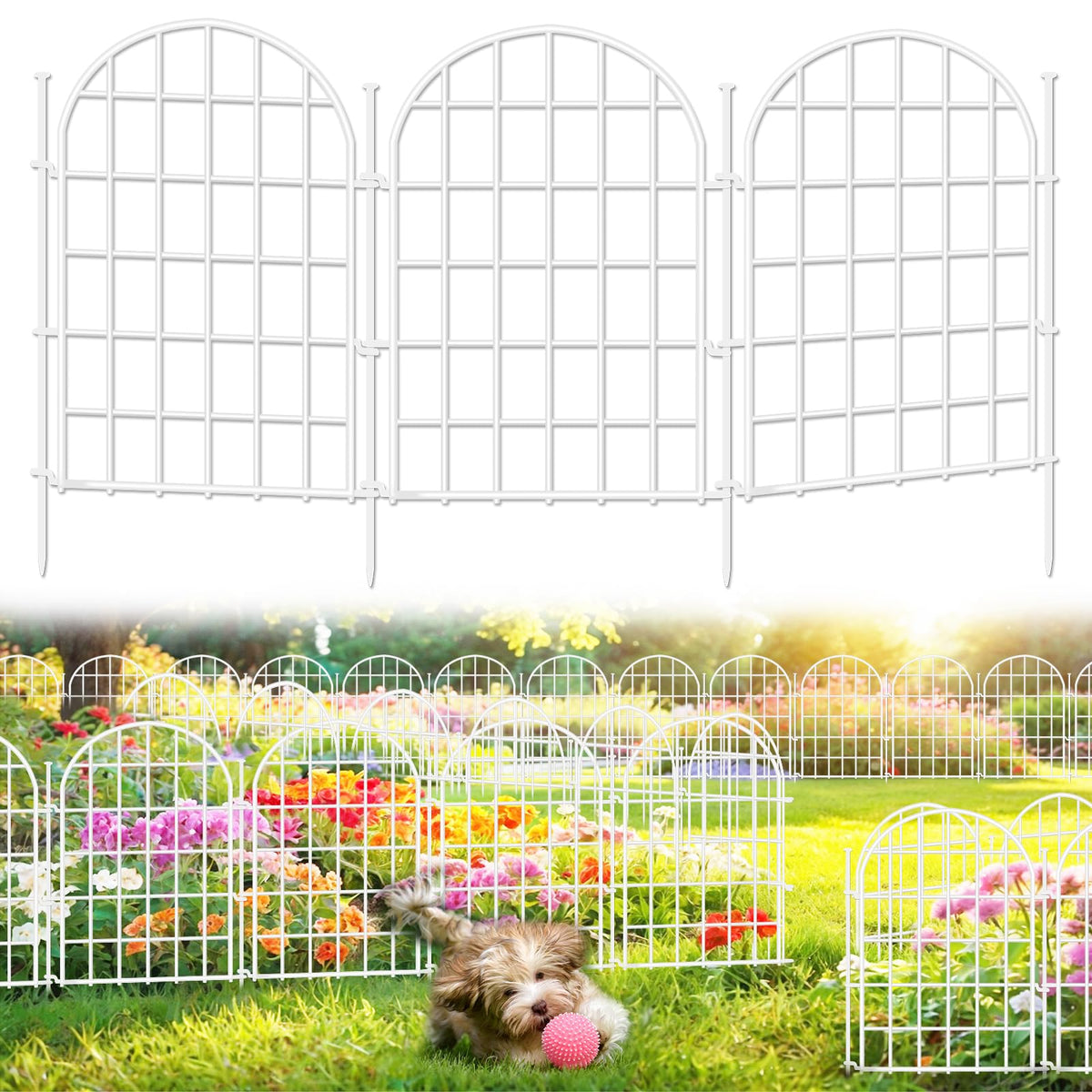 AVELOTUUG arched fence panel white enhances garden borders and animal protection.