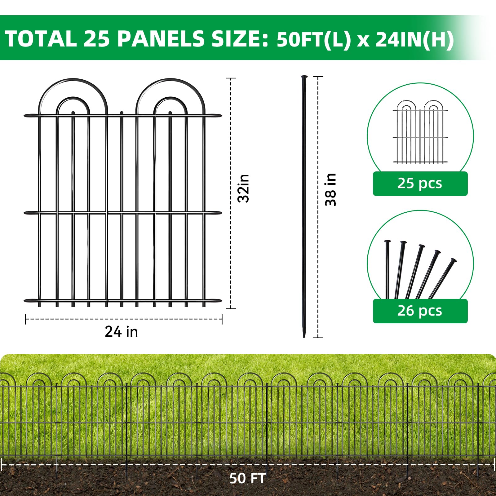 AVELOTUUG garden fence edging border provides decorative, durable yard separation.
