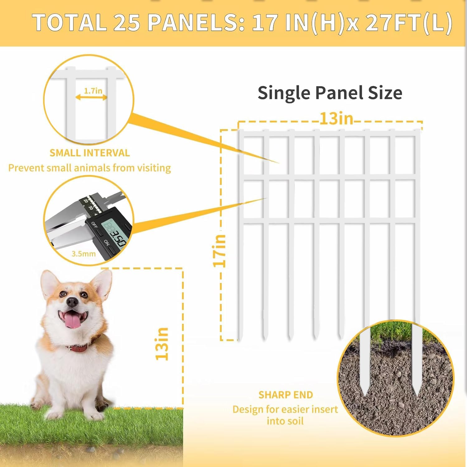 AVELOTUUG rustproof ground-stake fence provides sturdy, weather-resistant garden protection
