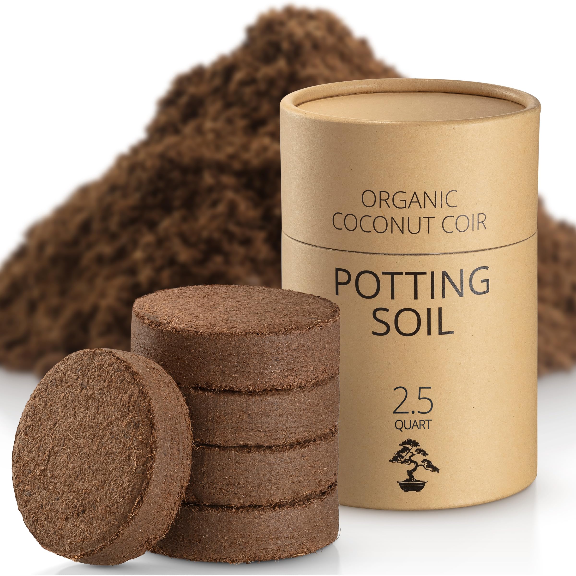AVERGO coconut coir potting discs before expansion for easy indoor potting.