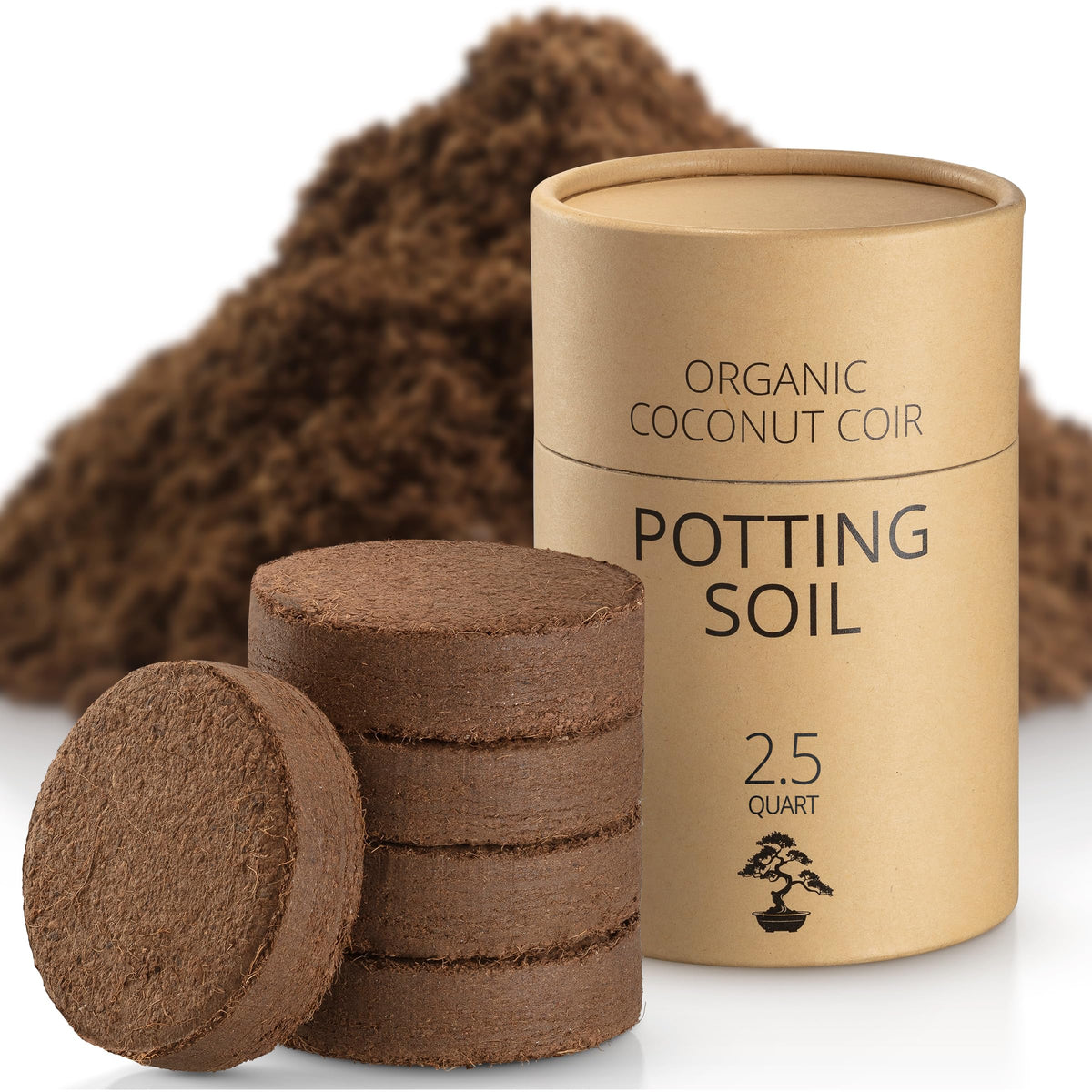 AVERGO coconut coir potting discs before expansion for easy indoor potting.