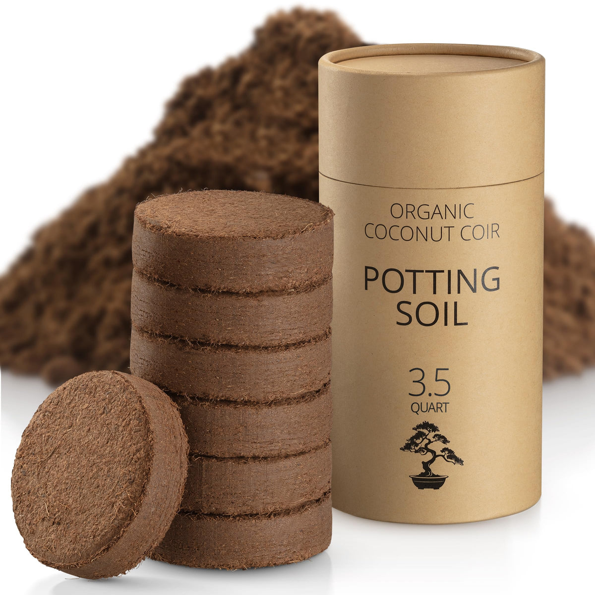 AVERGO coconut coir potting soil disc expands when hydrated for easy potting