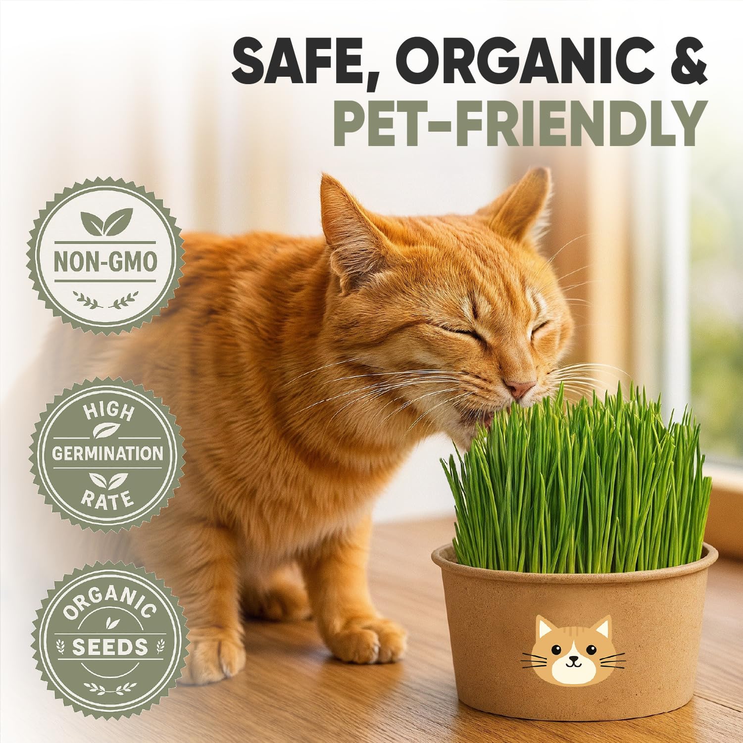 AVERGO days-to-sprout highlights fast-growing cat grass for indoor cats.