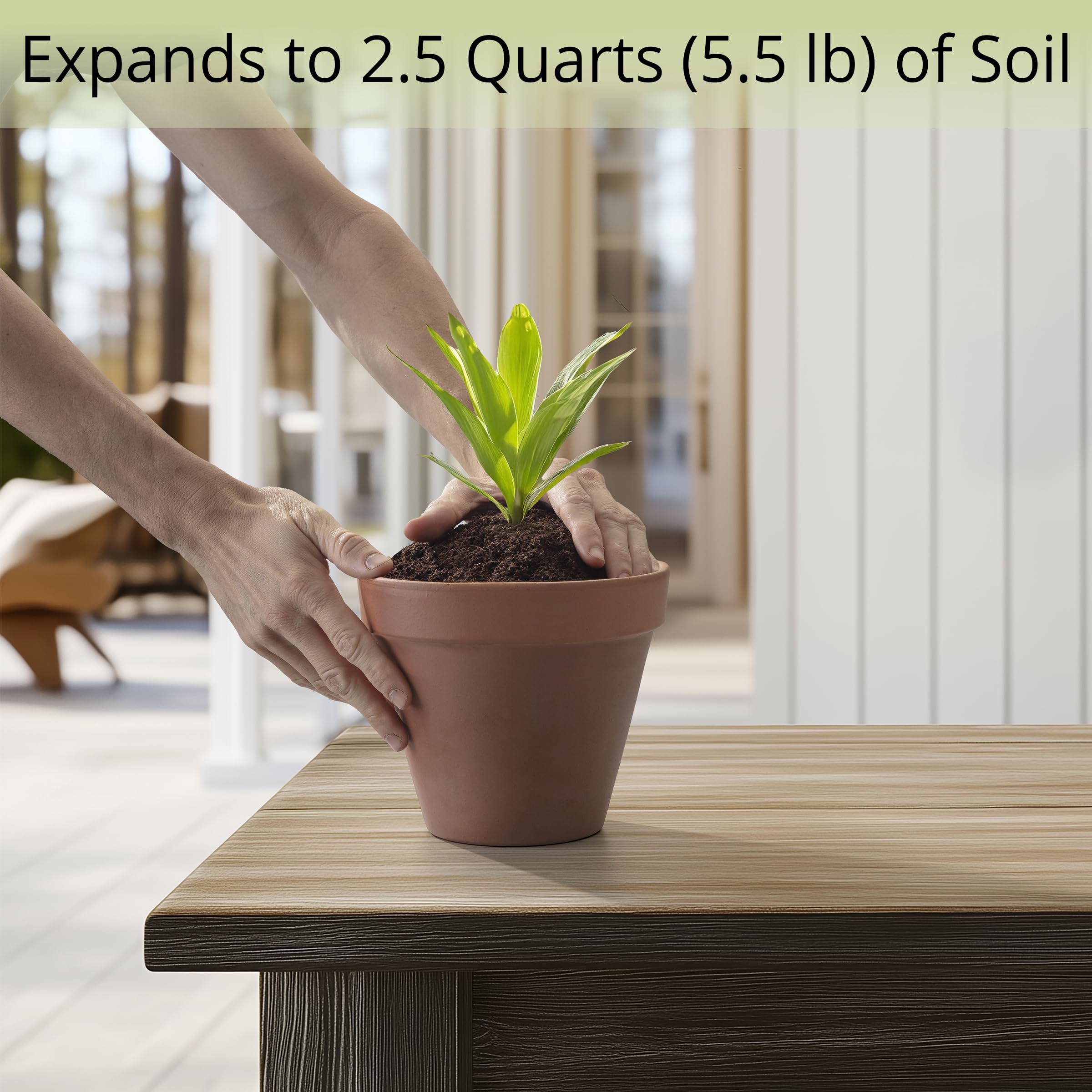AVERGO coconut coir soil expands with water to improve root moisture and aeration.