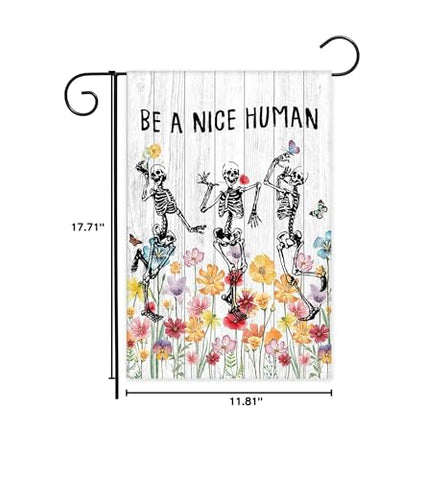 Avezano Be A Nice Human flag fits standard stands for easy setup.