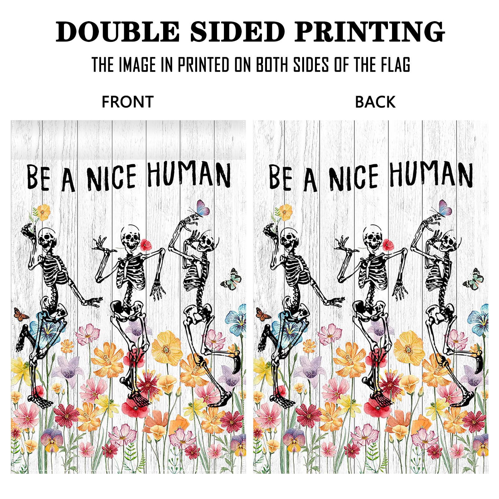 Avezano Be A Nice Human outdoor flag for porch, yard, and patio display.
