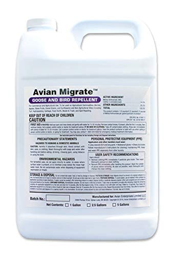AVIAN MIGRATE concentrate bottle ready for safe outdoor deterrence.