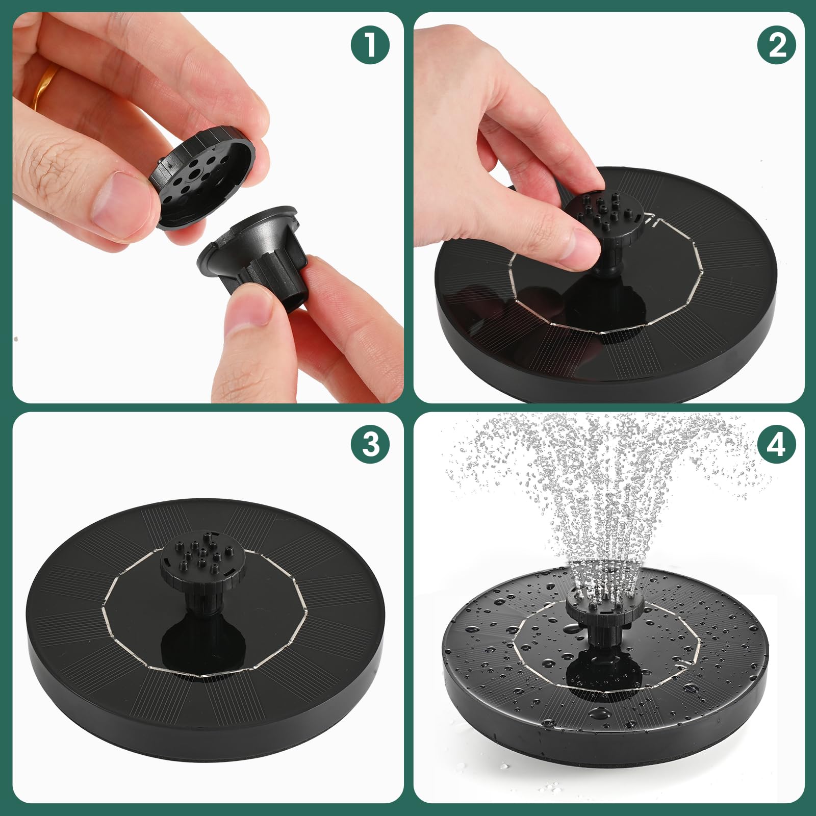 Garden fountain decor showcasing moving water in a flower bed