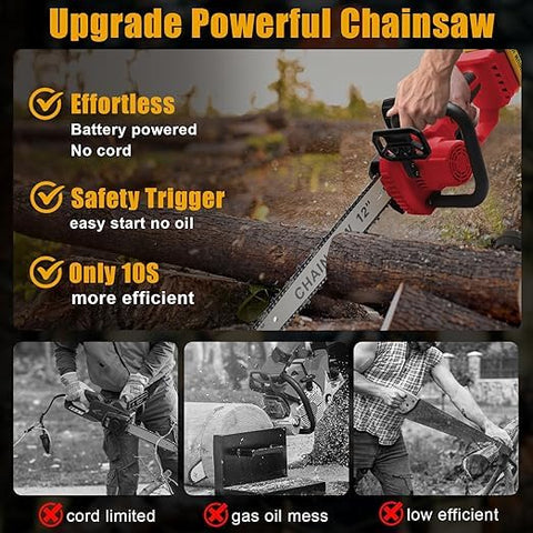 Avitomo cordless chainsaw with 10-inch bar for lighter trimming and controlled cuts