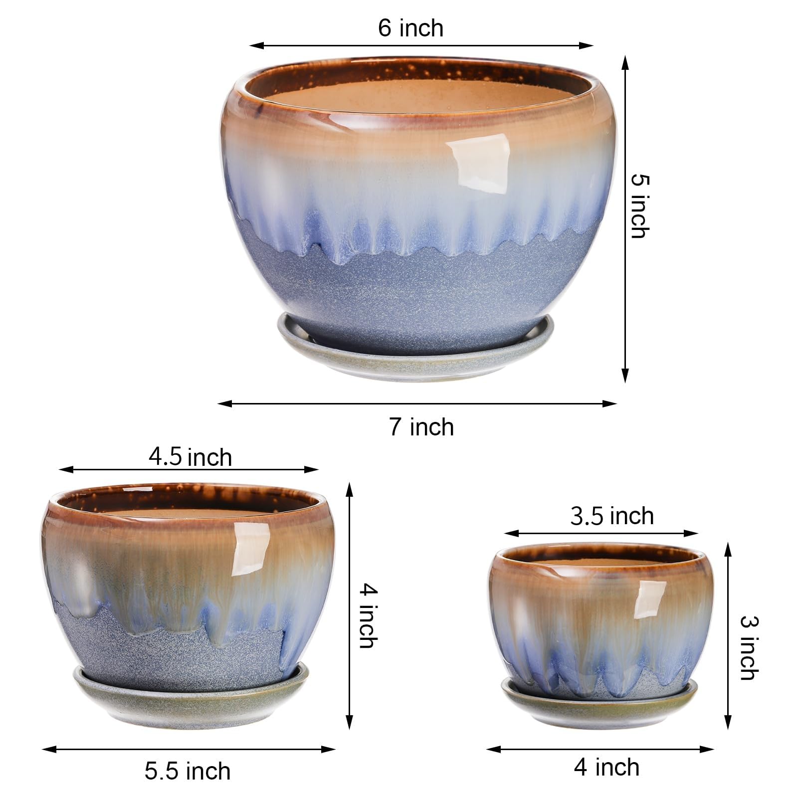 AVLA drainage-hole pot with saucer keeps soil aerated and water contained.