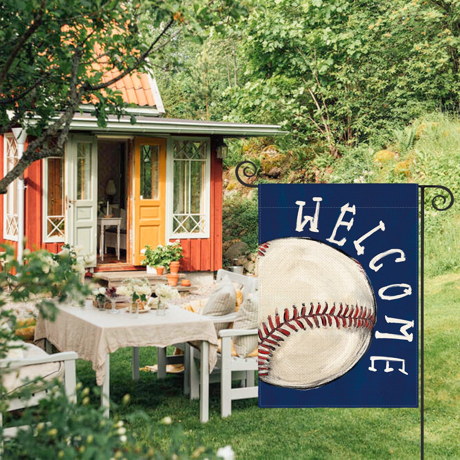 AVOIN colorlife Baseball Flag 12x18 outdoor decor for decks and gardens