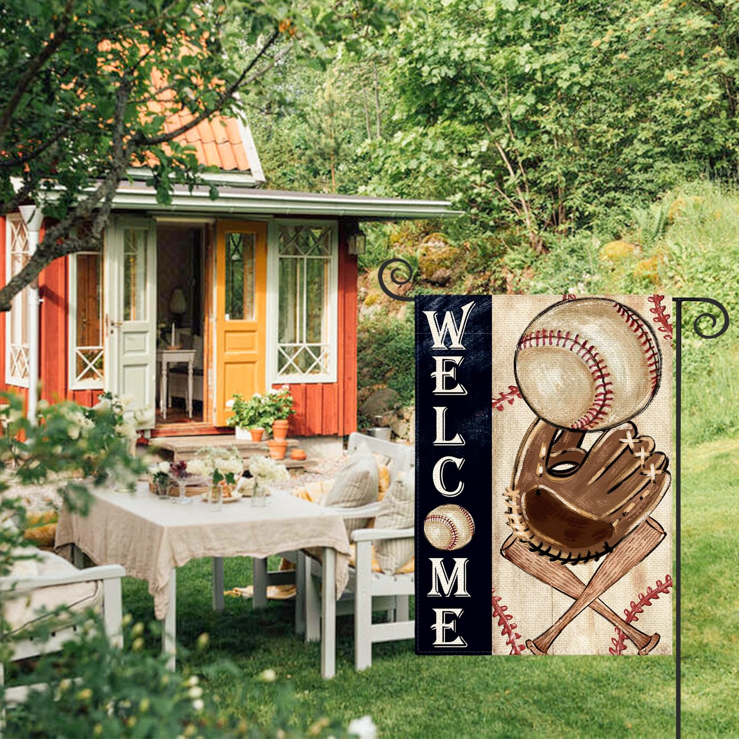 AVOIN colorlife Double-Sided Baseball Flag design visible from all directions.