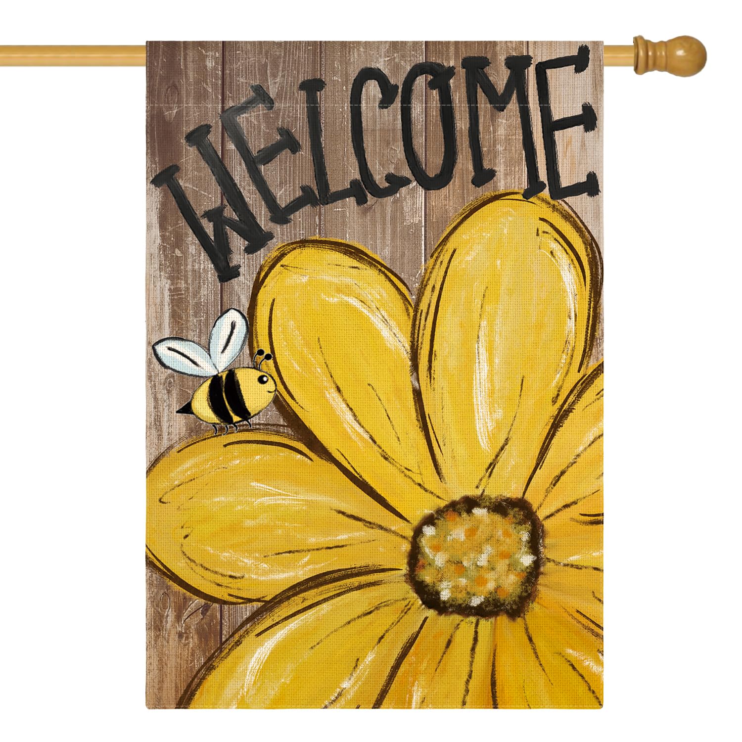 AVOIN colorlife bee sunflowers flag 28x40 outdoors enhances curb appeal and seasonal charm.