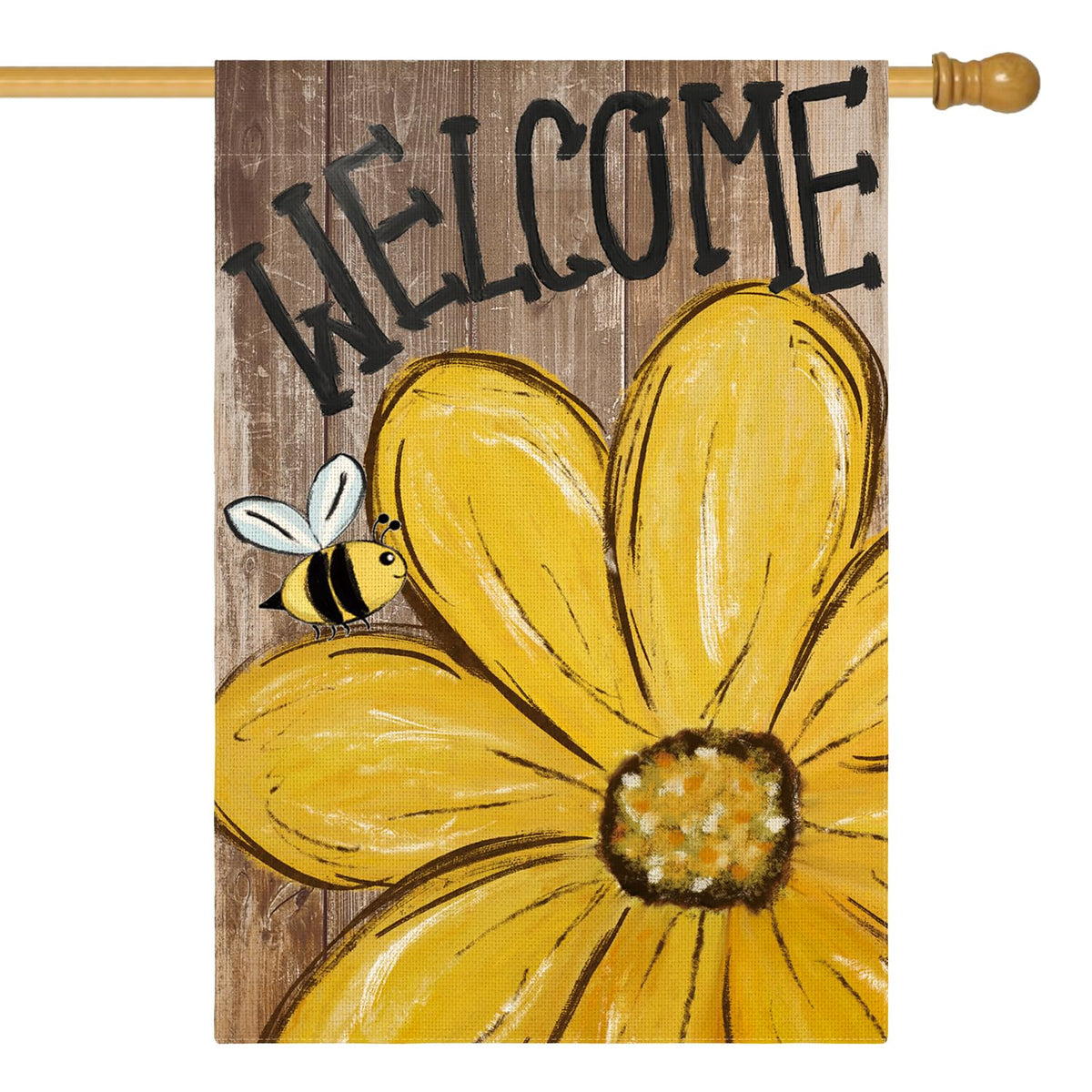 AVOIN colorlife bee sunflowers flag 28x40 outdoors enhances curb appeal and seasonal charm.
