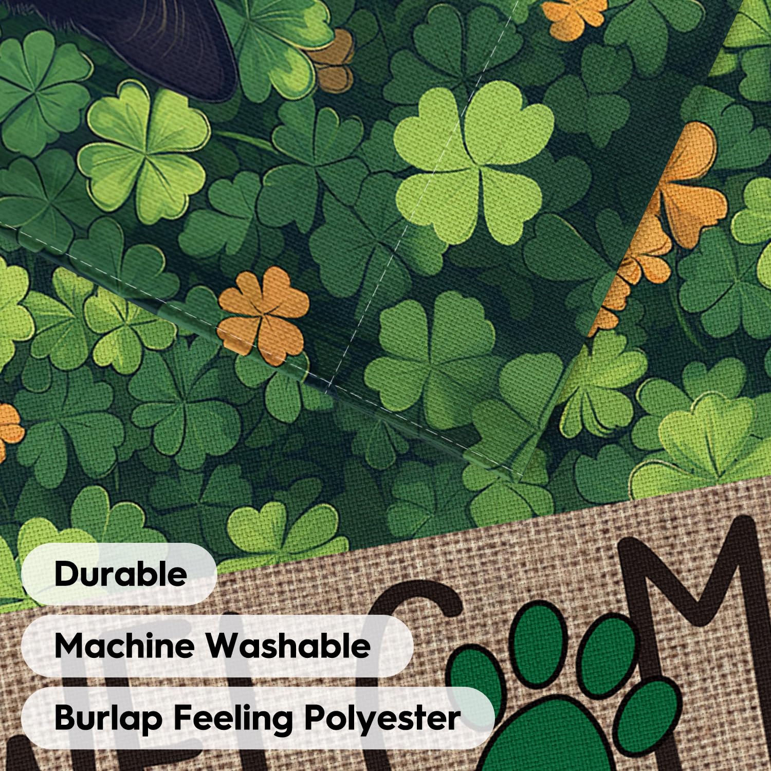AVOIN colorlife black cat welcome shamrocks flag in garden