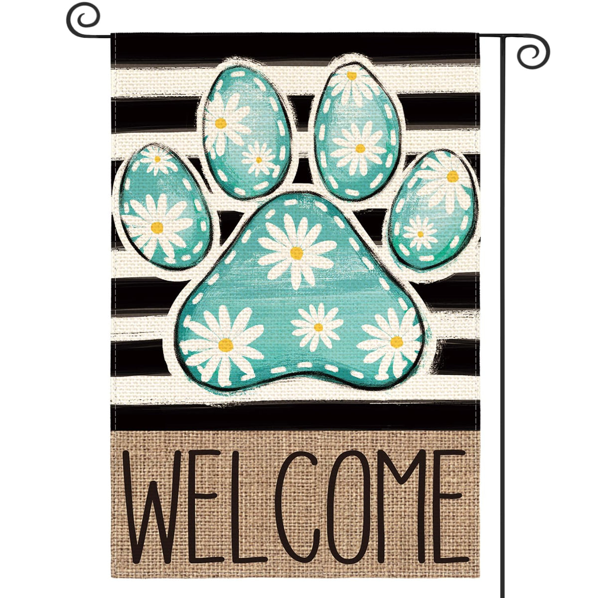 AVOIN colorlife blue paw print flag 12x18 for spring porch decor, durable outdoor use.