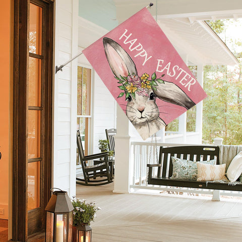 AVOIN colorlife Bunny-flowers garden flag enhances spring curb appeal