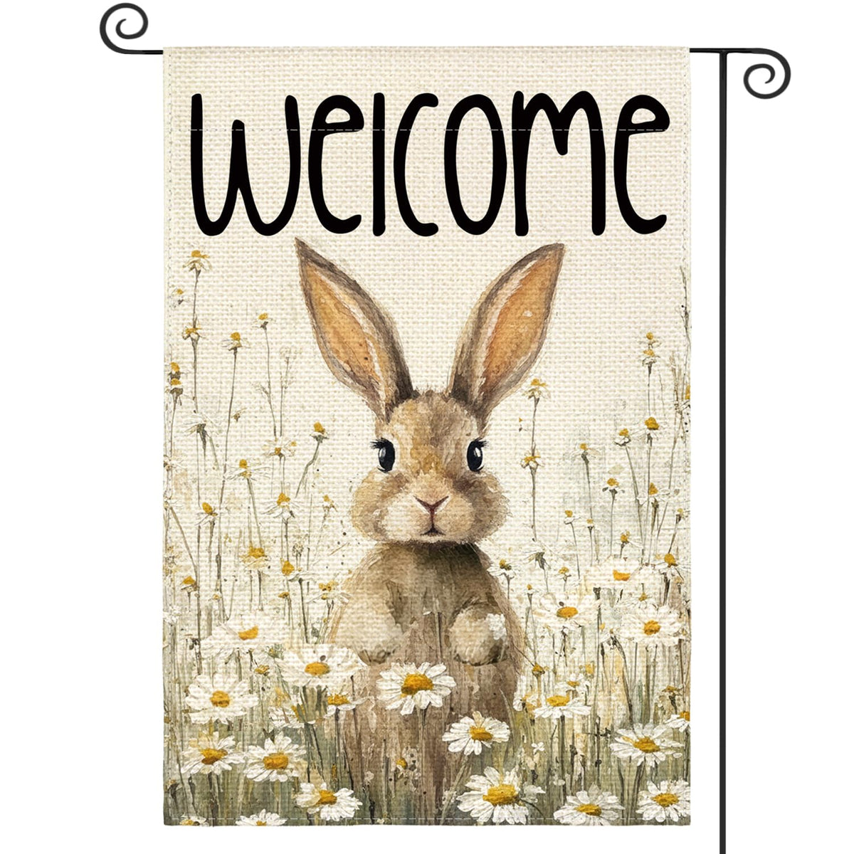 AVOIN colorlife bunny rabbit Easter flag on porch, double-sided outdoor welcome