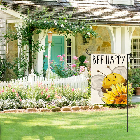 AVOIN colorlife burlap outdoor flag; durable polyester withstands weather for seasonal display.