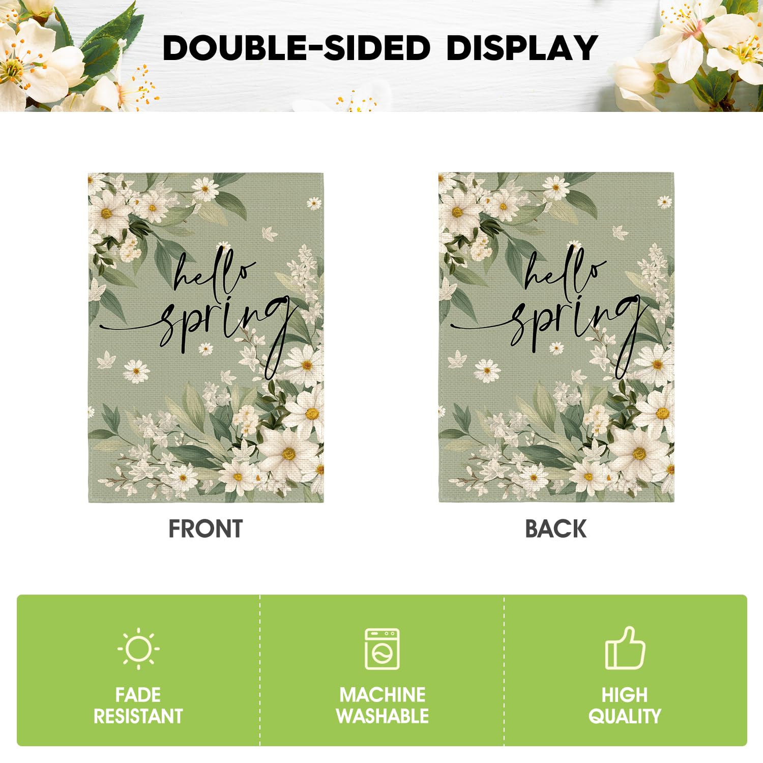 AVOIN colorlife Daisy flag detail adds spring charm and curb appeal.