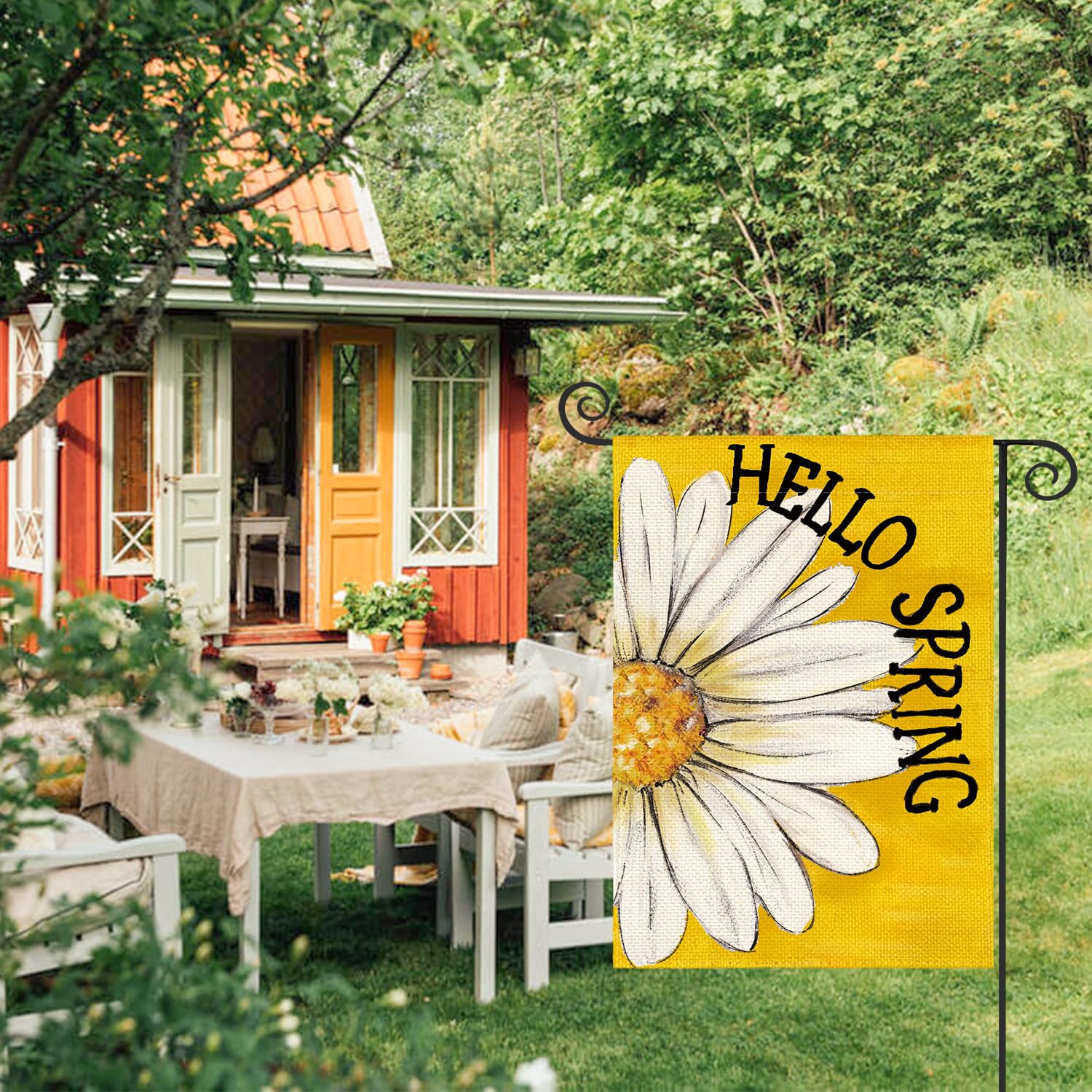 AVOIN colorlife Daisy flag showcases double-sided print for porch or yard